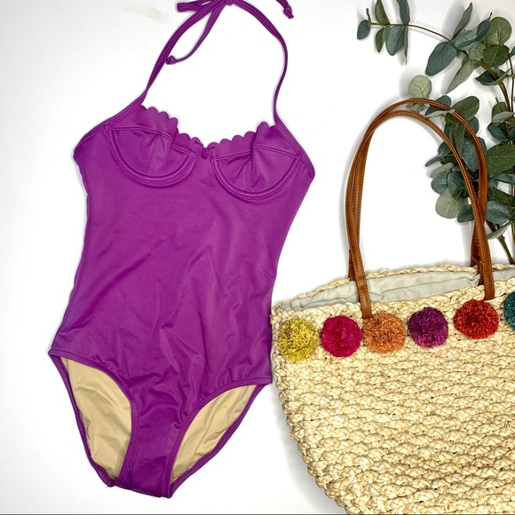 J. Crew Other - J. Crew Purple Scallop One Piece Bathing Suit New